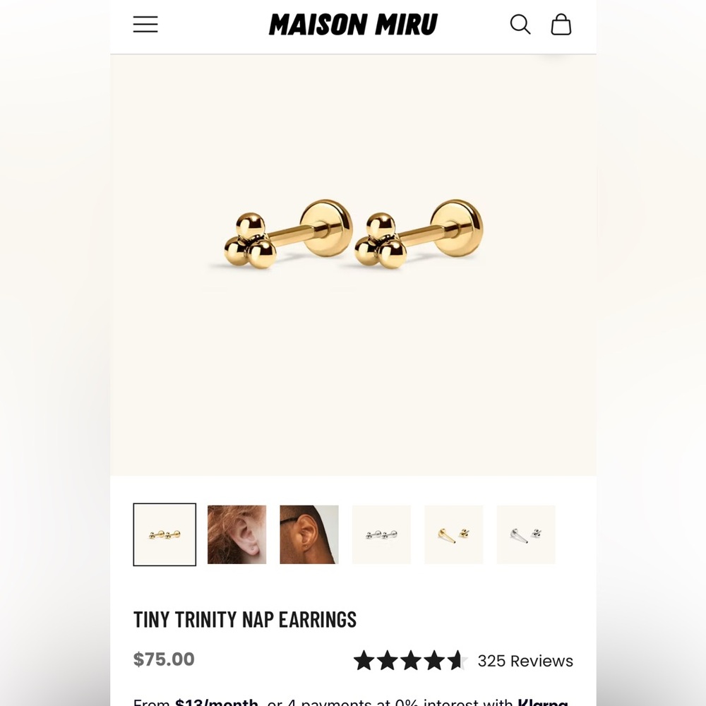 Maison Miru Gold Tiny Trinity Nap Earring